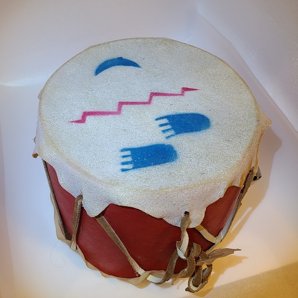 Vintage Toy Drum Made by the Cherokees Qualla Reservation NC Native American